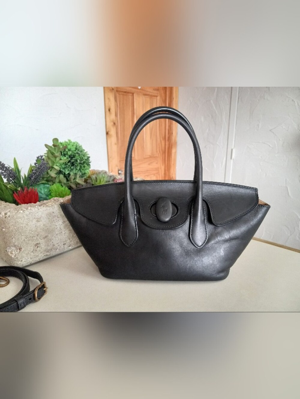 Polo Ralph Lauren, 2024 Bellport Satchel, Black Calf Leather - Picture 7 of 16